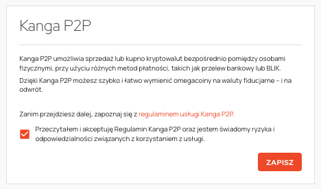 Kanga P2P kupno lub sprzedaż stablecoin 2